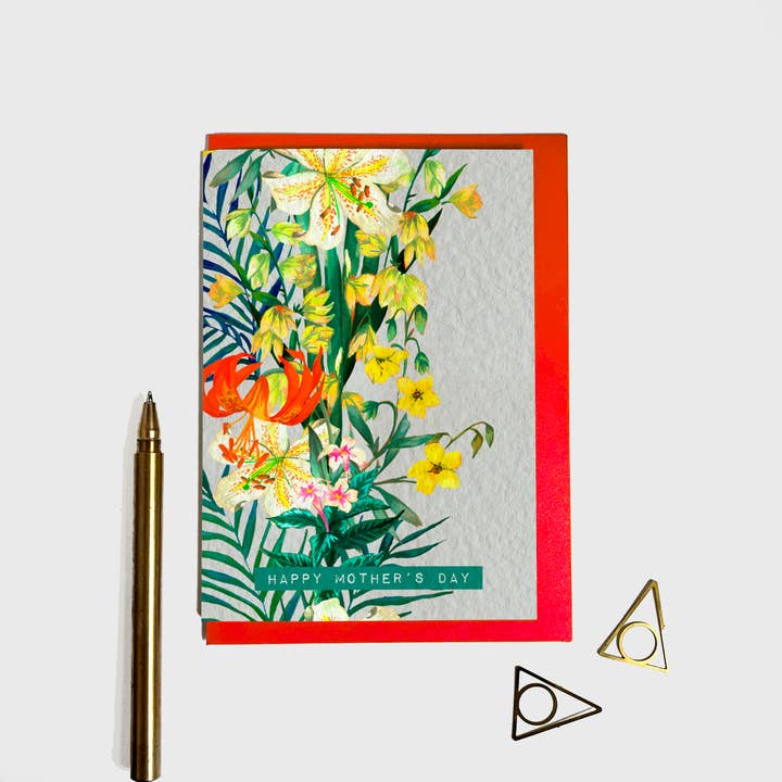 Lilium Cascade Muttertagskarte mit Blumenmuster für den Großhandel von Katie Clement Illustration