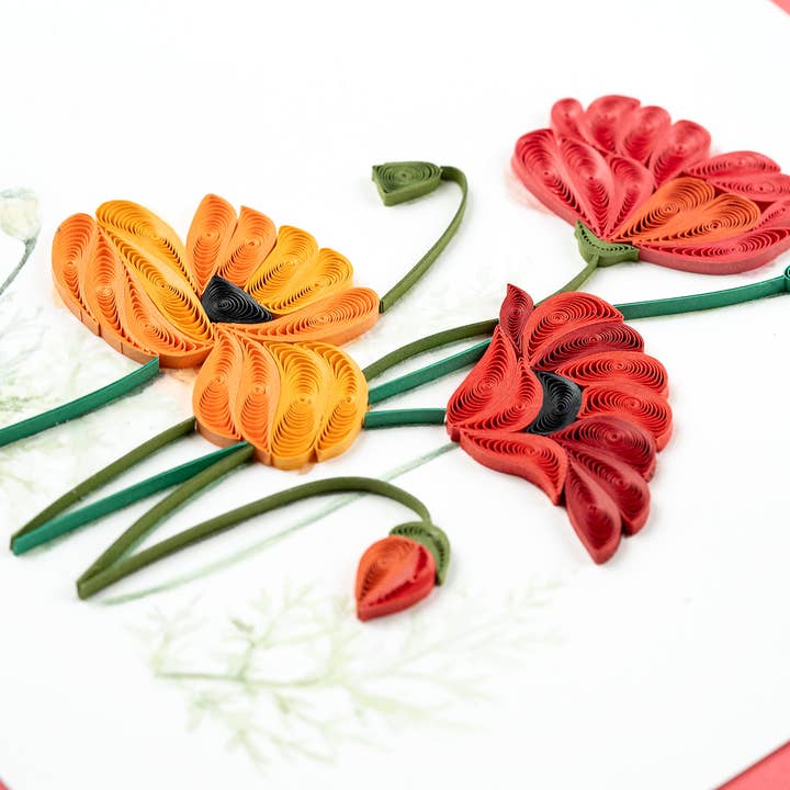 Quilling Card – Großhandel Grußkarten für den Alltag – Quilled Red & Orange Mohnblumen-Grußkarte2