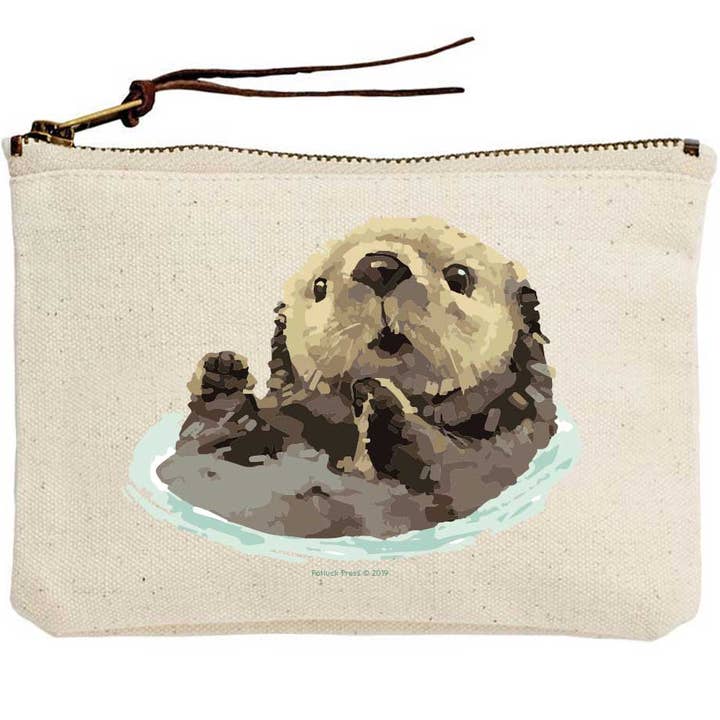 Potluck Press - Wholesale Pouch - Women's - Swimming Sea Otter Canvas Pouch
