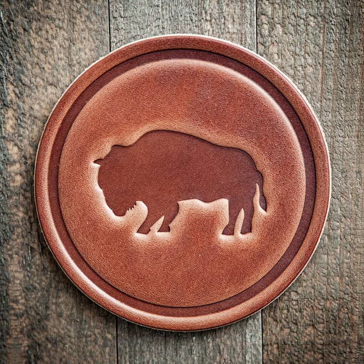 Buffalo Bison Leather Coaster for wholesale by Sugarhouse Leather