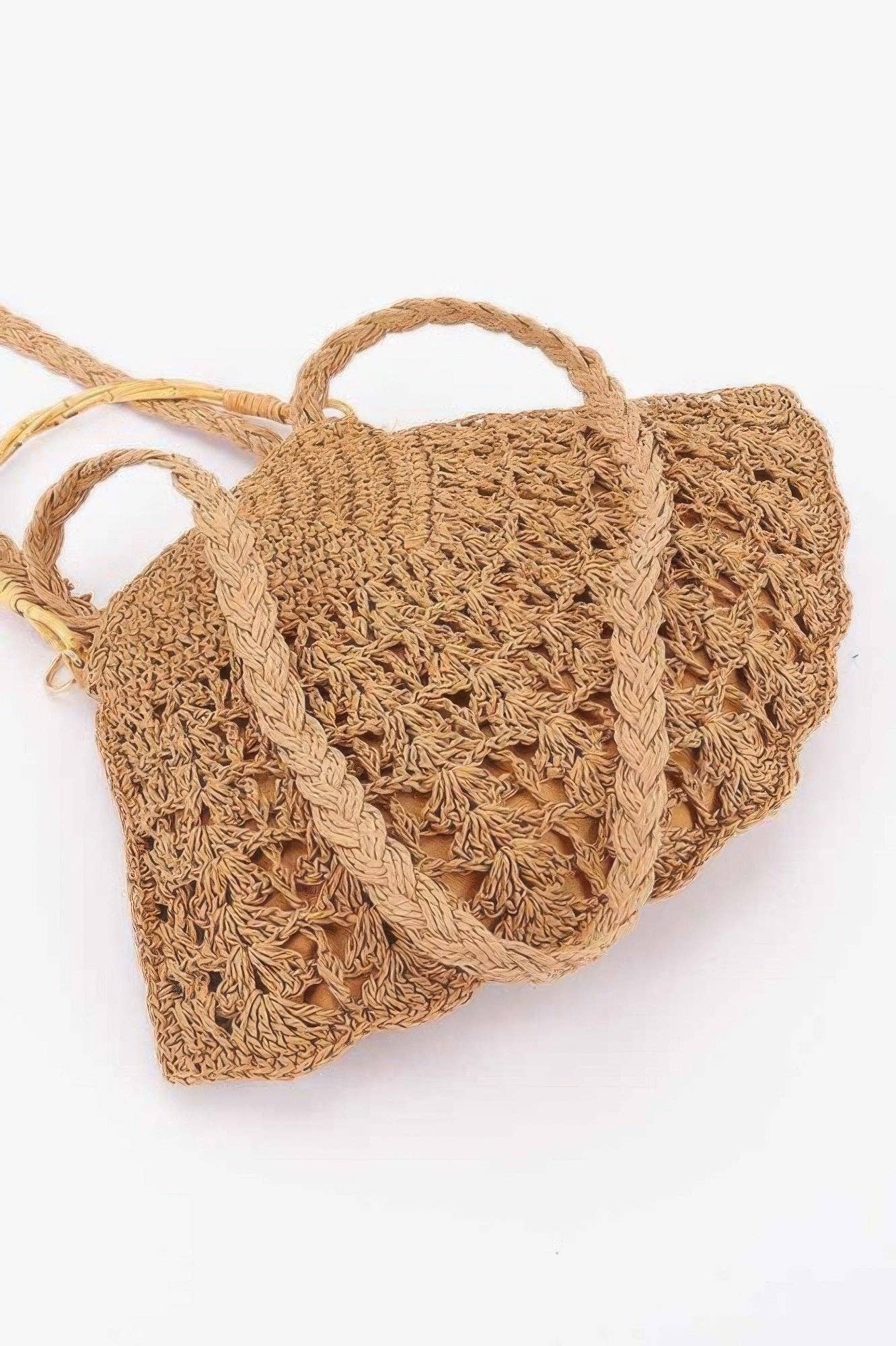 CC Wholesale Clothing - Wholesale Beach Bag - Faux Straw Bamboo Handle Bag0