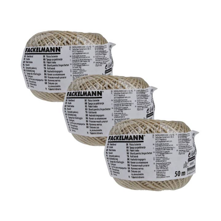 Fackelmann - Wholesale Twine - Pack of 3 rolls of 50 m Tecno Linen Twine