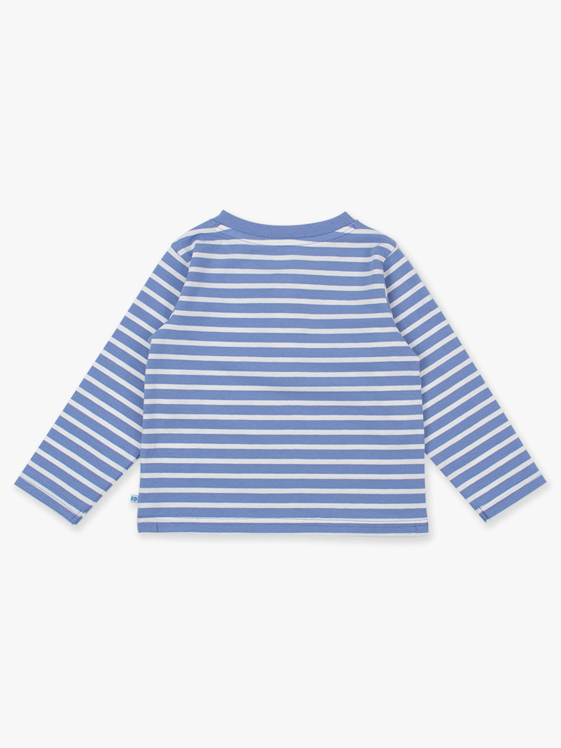 Boys Pumpkin Periwinkle Blue Stripe Knit Long Sleeve Embroidered Henley Tee for wholesale on Faire7