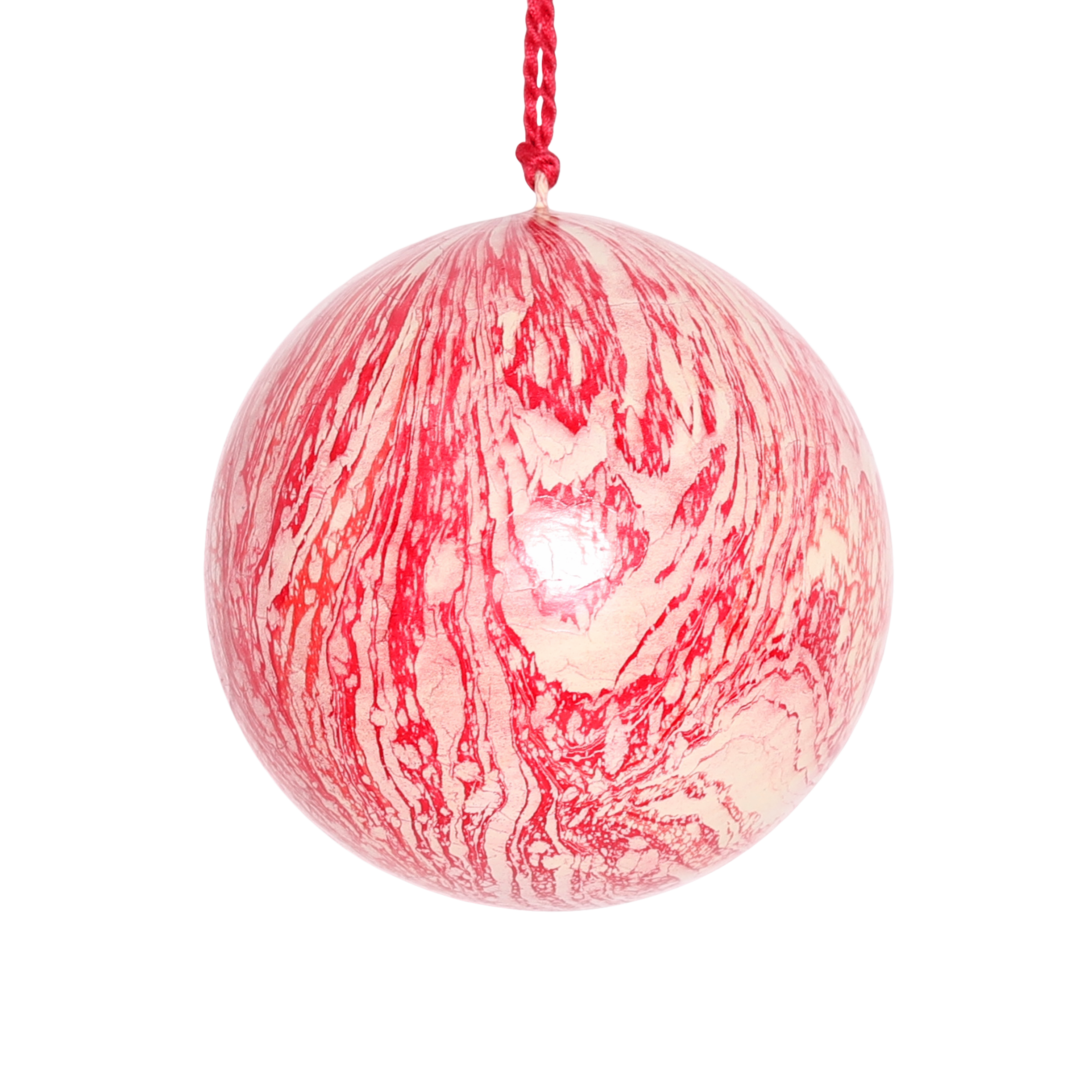 studio THIE - Wholesale Christmas Decoration - Marble Papier-Mâché Bauble Red, 7cm2