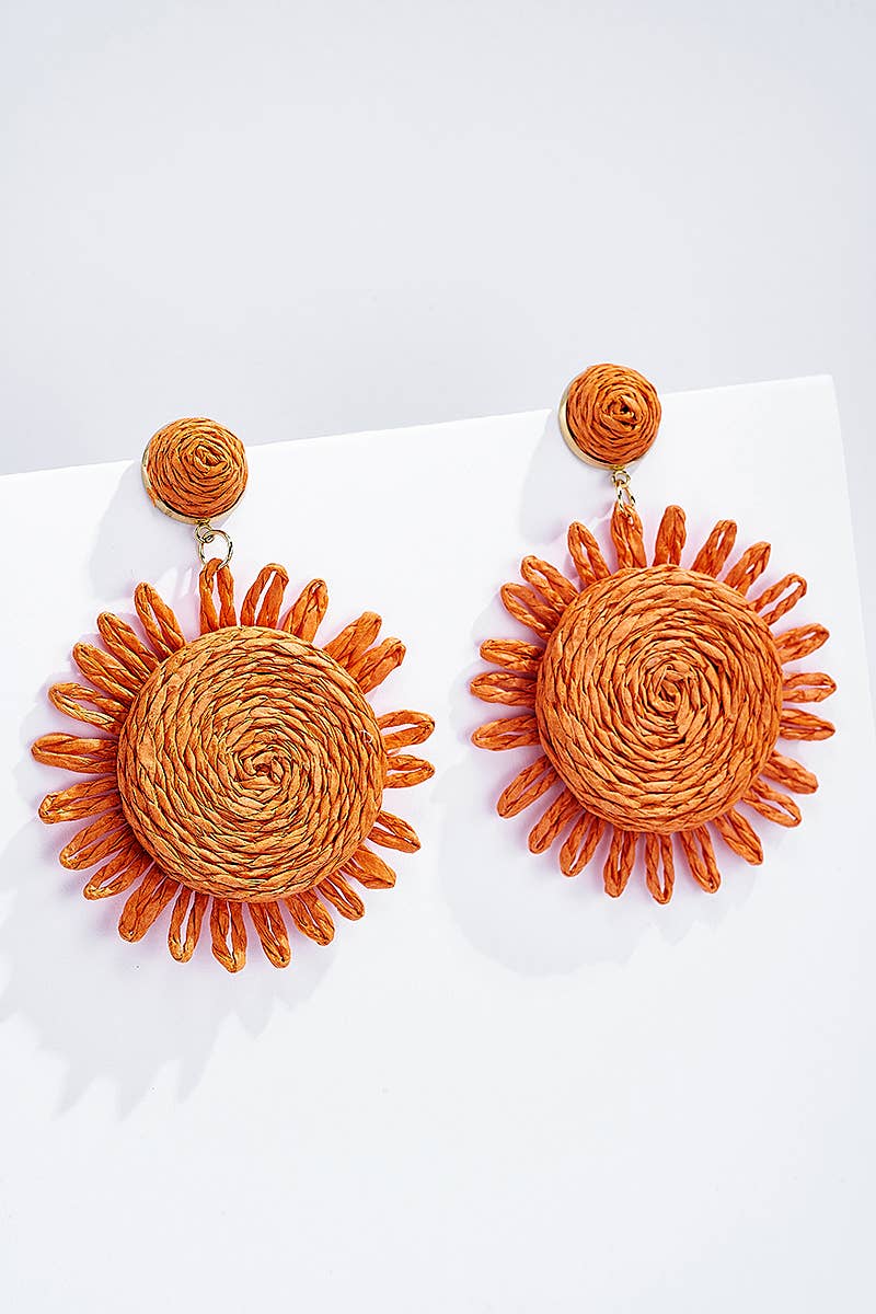 BYREN | ÉLINE L'ATELIER - Wholesale Dangle Earrings - Straw earrings with steel stud 124NN074