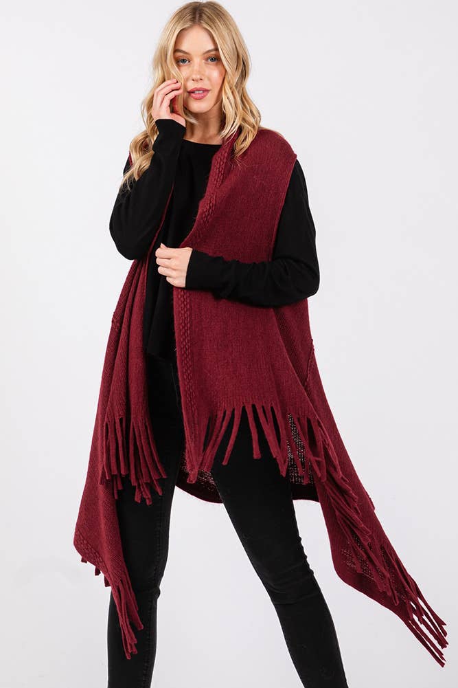 Hana - Vente Veste sans manches – femme - Gilet d'hiver en tricot à pompons à pois gaufrés17