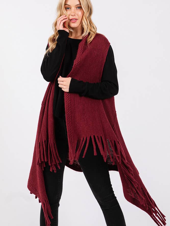 Hana - Vente Veste sans manches – femme - Gilet d'hiver en tricot à pompons à pois gaufrés17