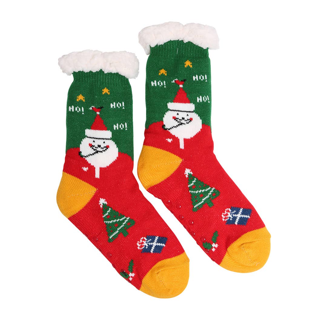  ASSORTED COLORS Christmas Grip Sherpa Slipper Socks for wholesale on Faire6