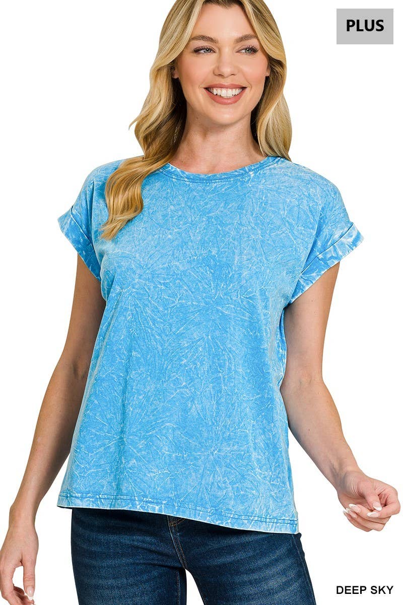 Vanilla Monkey - Vente Haut en maille – femme - T-shirt à manches courtes pliées, col rond, effet froissé Plus15