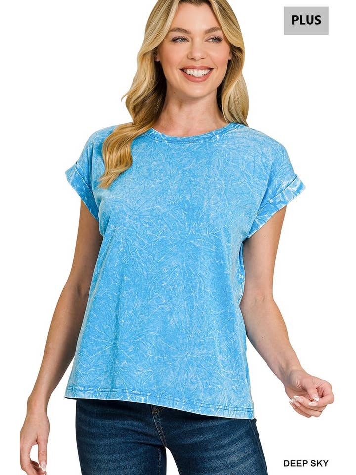 Vanilla Monkey - Vente Haut en maille – femme - T-shirt à manches courtes pliées, col rond, effet froissé Plus15