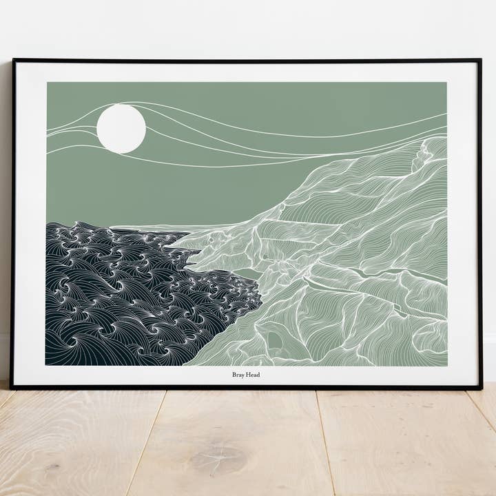 Bray Head, Co. Wicklow, Irlanda, stampa Giclée per la vendita all'ingrosso da parte di Emily Mckeagney Design