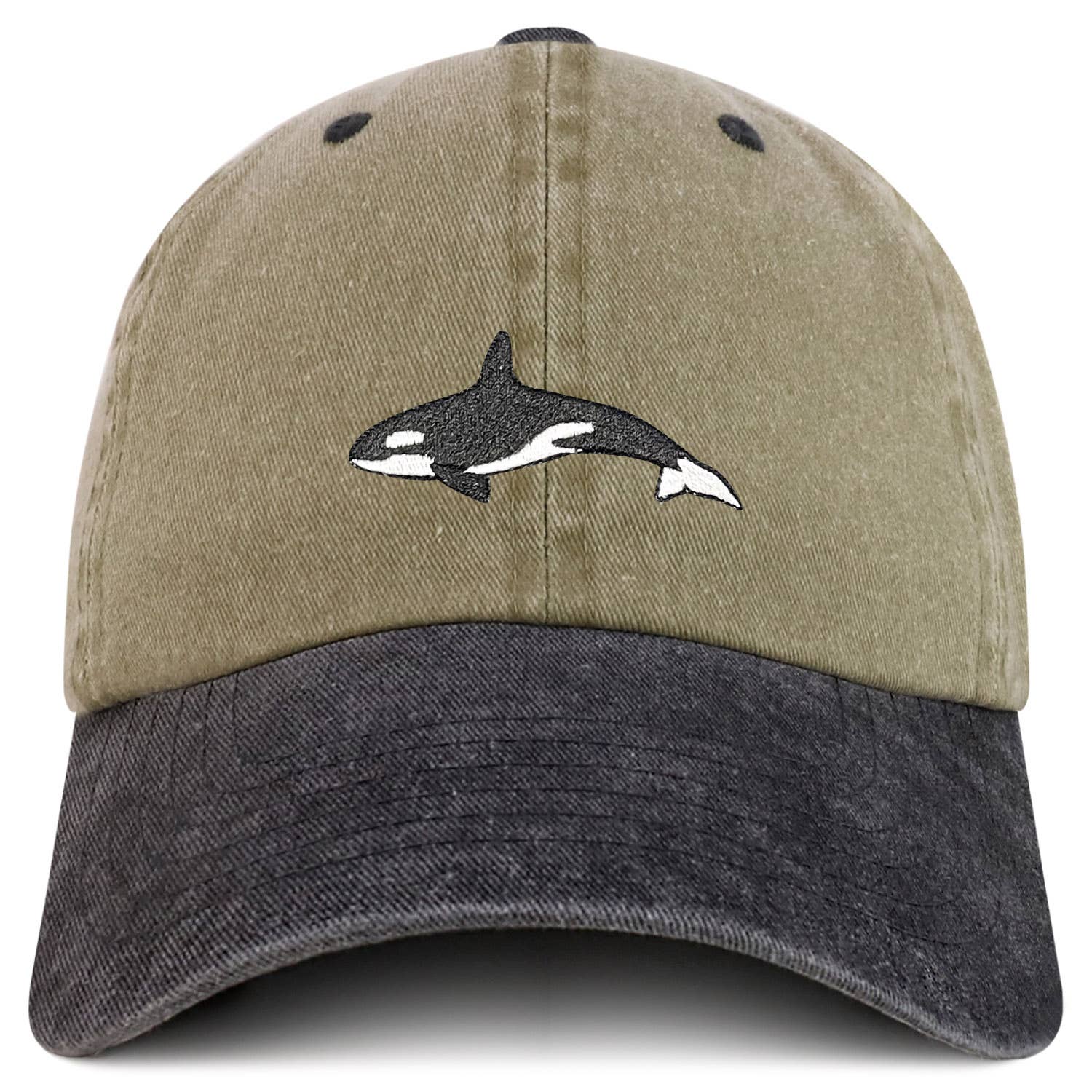 Trendy Apparel Shop - Vendita all'ingrosso Cappellino da baseball - Unisex - Cappello in Cotone 100% Tinto in Pigmento Ricamato con Orca Assassina1