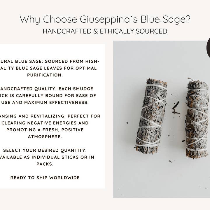 Giuseppina Shop - Wholesale Sage Bundle - BLUE SAGE SMUDGE STICK - NATURAL INCENSE6