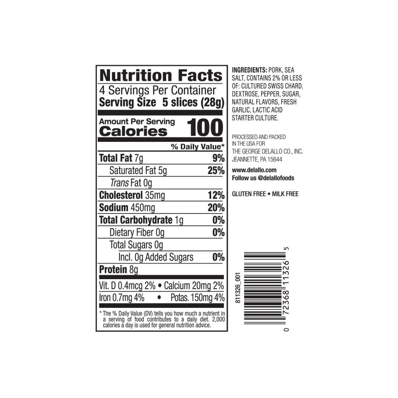 Delallo - Vente Porc - Sopressata douce non durcie entièrement naturelle (tranches)1