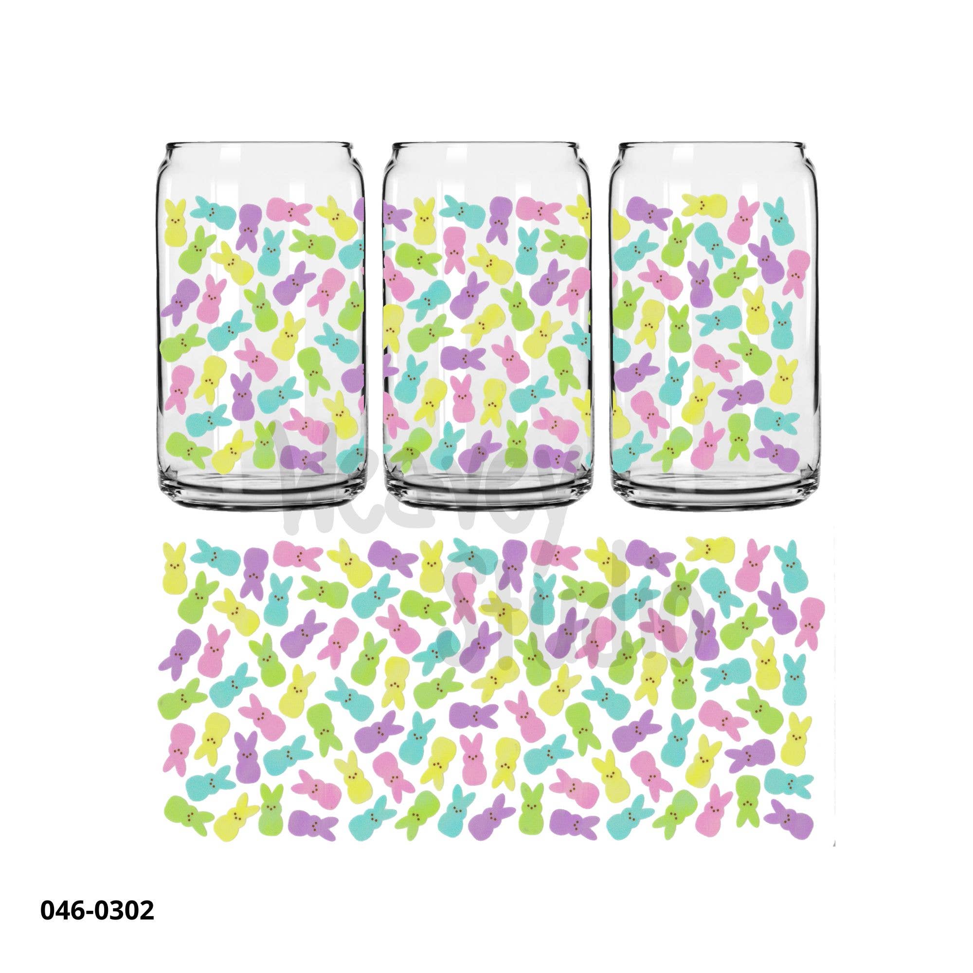 Weavey Studio – wholesale Sticker – UVDTF cup wrap Cute Easter colorful pastel bunny gift0