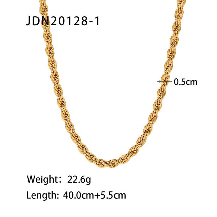 ACCITY - Wholesale Link & Chain Necklace - MULTILAYER GOLD PLATE STAINLESS STEEL NECKLACE_CWAJE06193