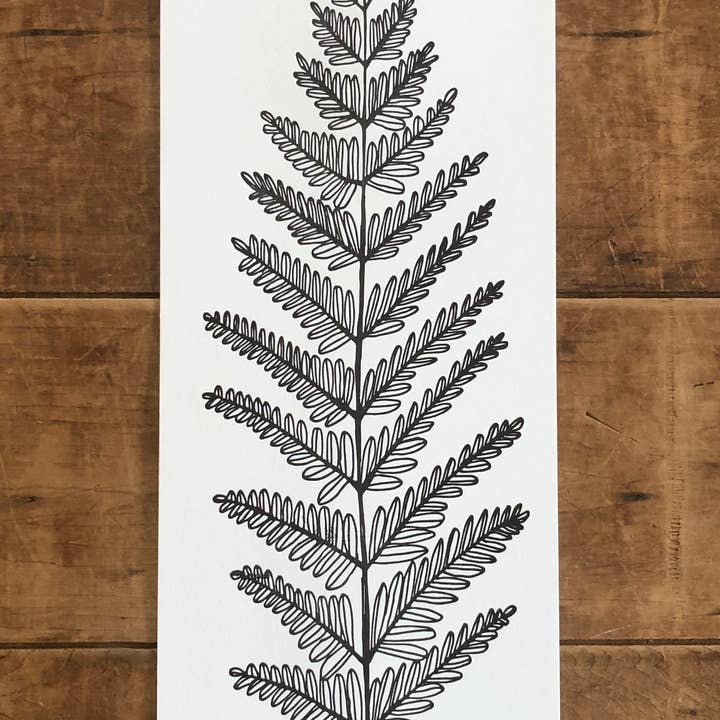 Impressão de samambaia folhosa de 5,5 “x 14" por atacado de Ratbee Press