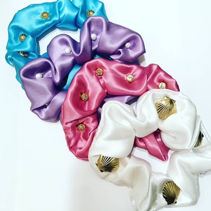 Silk Satin Studded Scrunchie for wholesale by Hettie Hair Accessories