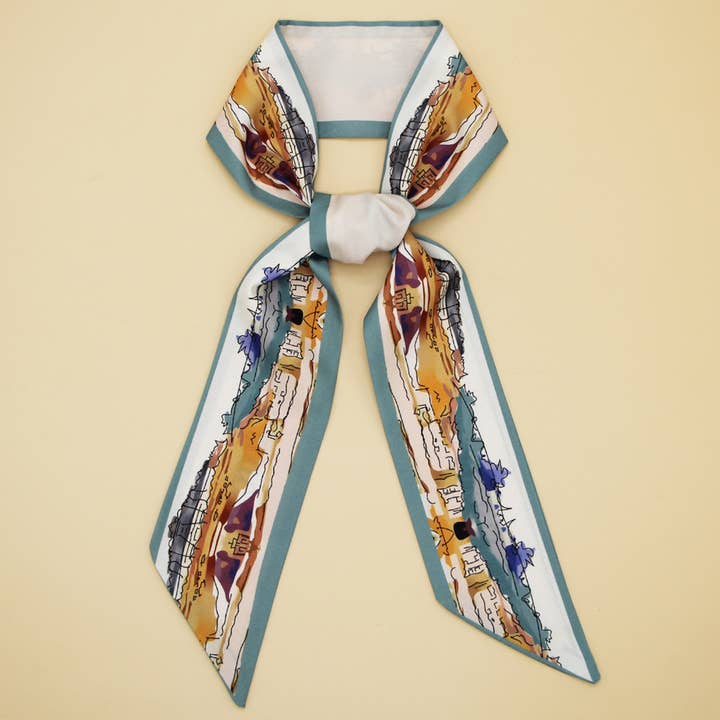 ACCITY - Wholesale Scarf - Women's - Letter Floral Skinny Scarf – Hair Bow & Bag Ribbon_CWASC0070