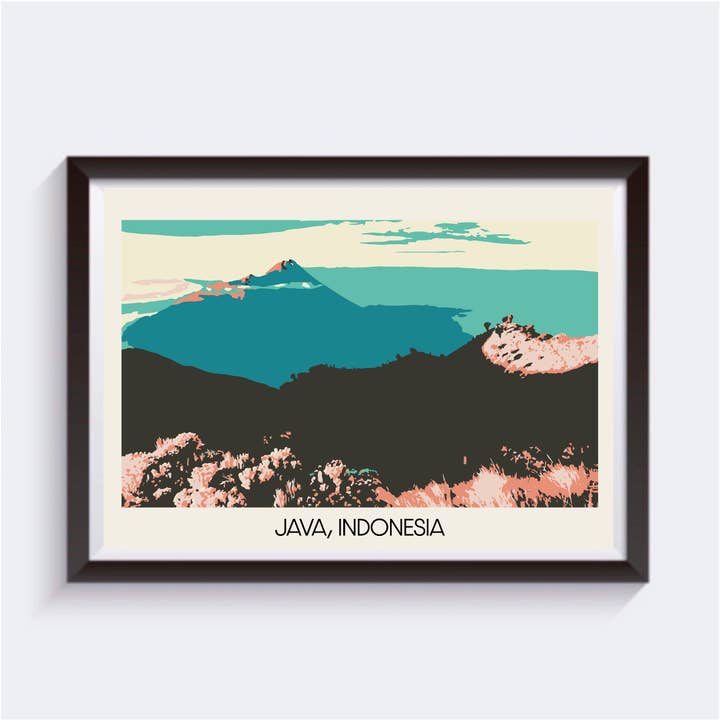 Java, Indonesia Postcard Style Travel Print - 6 sizes for wholesale by 2 Sisters