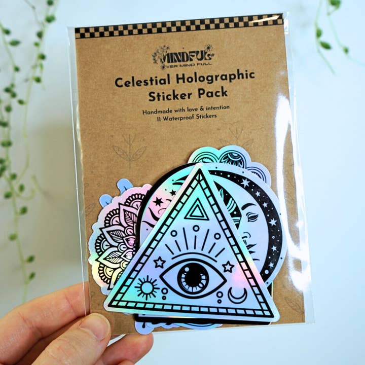 Himmlisches Holographisches Aufkleber-Set | Yoga-Aufkleber für den Großhandel von Mindful over Mind Full