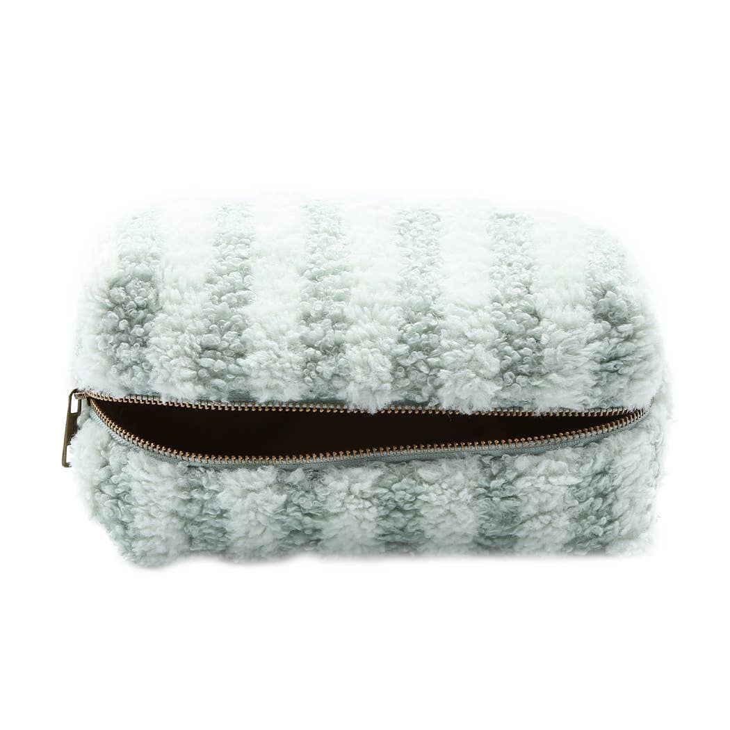 Fashion City - Wholesale Pouch - Women's - Stripe Pattern Sherpa Travel Pouch10