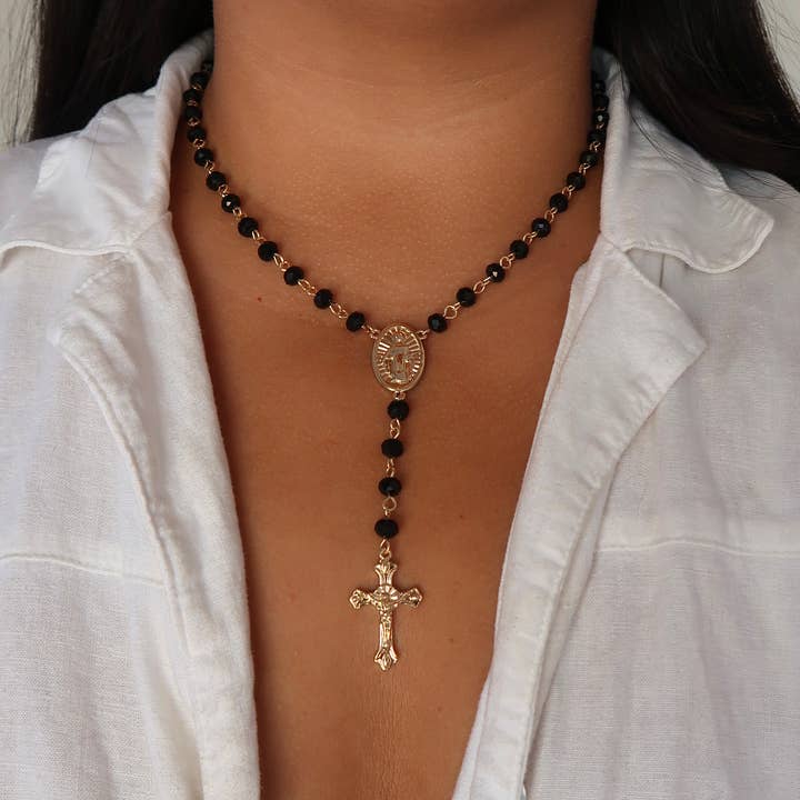 Zwarte Kralen Rozenkrans Ketting voor wholesale door B Jewels By Brit