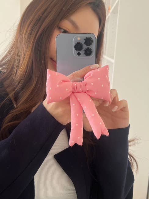 MOND HAUS - Wholesale Phone Grip - Myrtle Phone Grip | Polka Dot Fabric Padding Ribbon Charm5