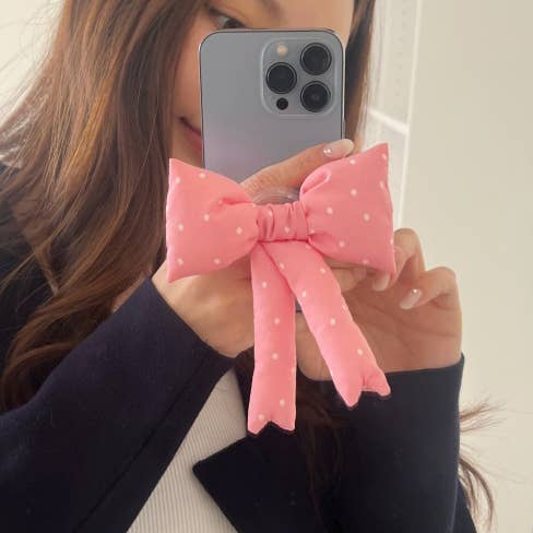 MOND HAUS - Wholesale Phone Grip - Myrtle Phone Grip | Polka Dot Fabric Padding Ribbon Charm5