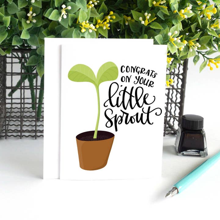 Pedaller Designs - Wholesale Baby Card - Congrats on your Little Sprout New Baby Card1