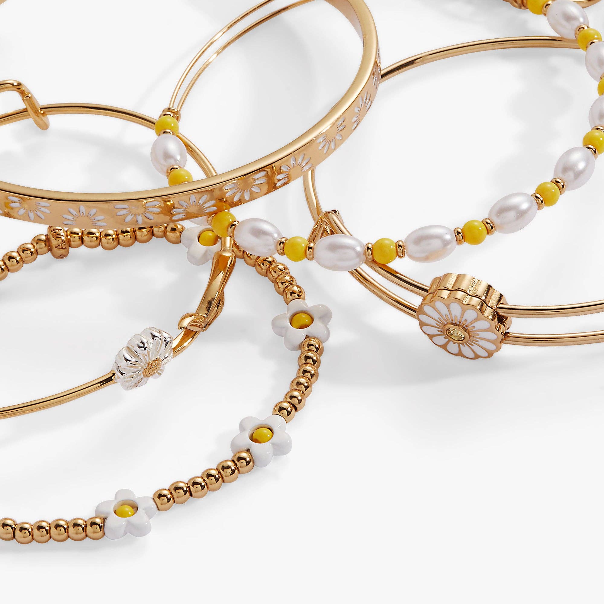 Alex and Ani - Vente Parures de bijoux - Ensemble de 5 bracelets perlés à fleurs de marguerite2