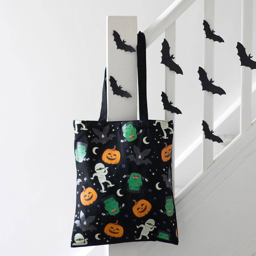 Something Different Wholesale – wholesale Tote bag – Women's – Monster Mash Halloween Print Polycotton Tote Bag0