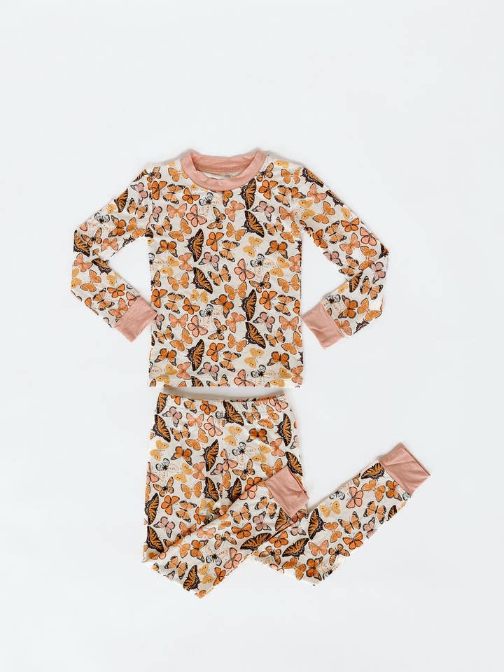 Conjunto de pijama de manga larga Butterfly para venta al por mayor de kinderlein