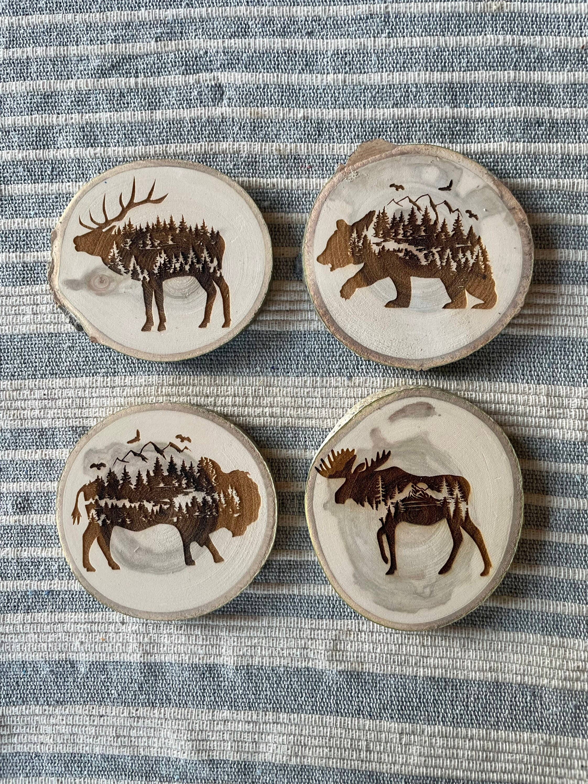 Parks Art Collection - Wholesale Coasters - Bison Coaster, Aspen Wood, Laser Engraved, Buffalo Art1