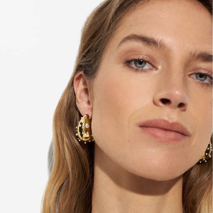 HoopLa - Venta al por mayor Pendientes de aro - Icono Gota de Lágrima-Acero Inoxidable y CZ19