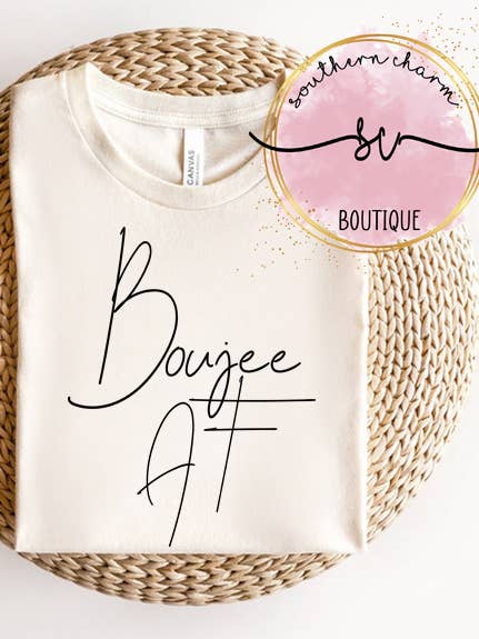 Boujee AF Tan Tee for wholesale by Southern Charm Boutique