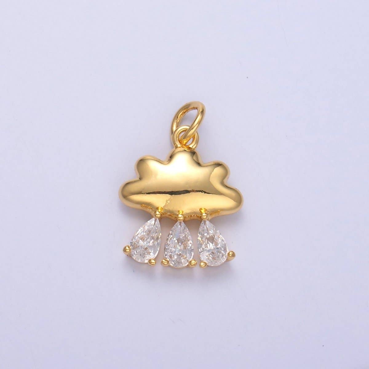Aim Eternal - Wholesale Individual Charm/Pendant - 24K Gold Filled Triple Raindrop CZ Cloud Charm in Gold & Silver | C0570