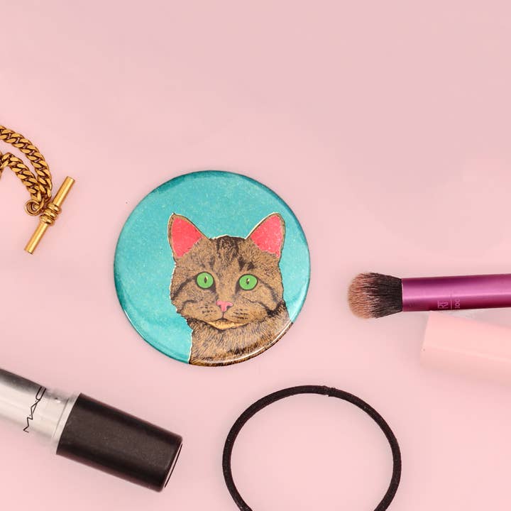 Fawn & Thistle Ltd (US Duties Paid) - Wholesale Compact Mirror - Curious Cat Pocket Mirror | Compact | Makeup Mirror4