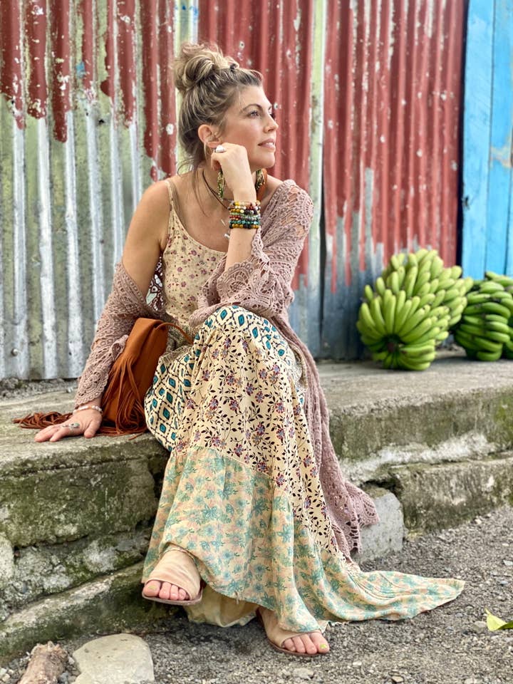 Sand 2272 Rayon Panel Long Dress for wholesale on Faire