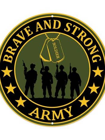 8"DIA BRAVE AND STRONG ARMY - ARMY GREEN/NAVY/GOLD - MD1110 for wholesale by General Wholesale Inc