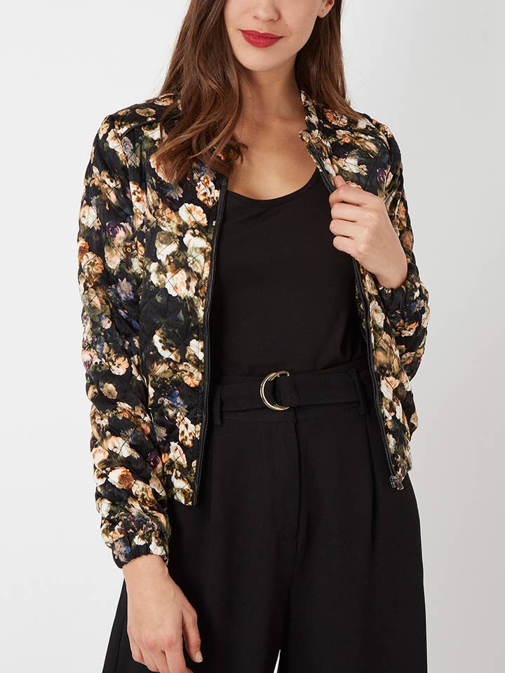 Blumenjacke aus Satin mit Reißverschluss, kurze Form für den Großhandel von BanBat