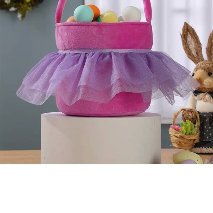 SugarQuoteMeNot LLC - Wholesale Basket – Kids & baby - Lace Tu Tu Skirted Easter Basket1