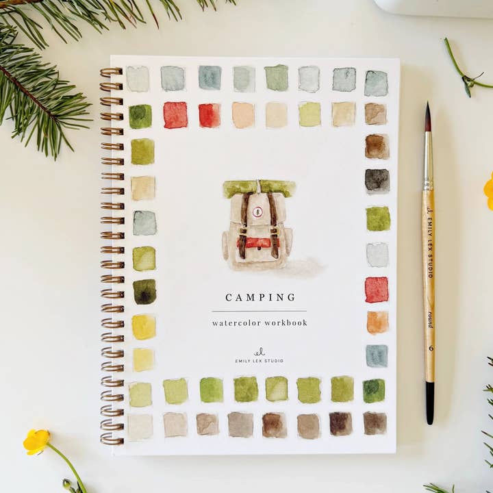 camping watercolor workbook for wholesale by emily lex studio