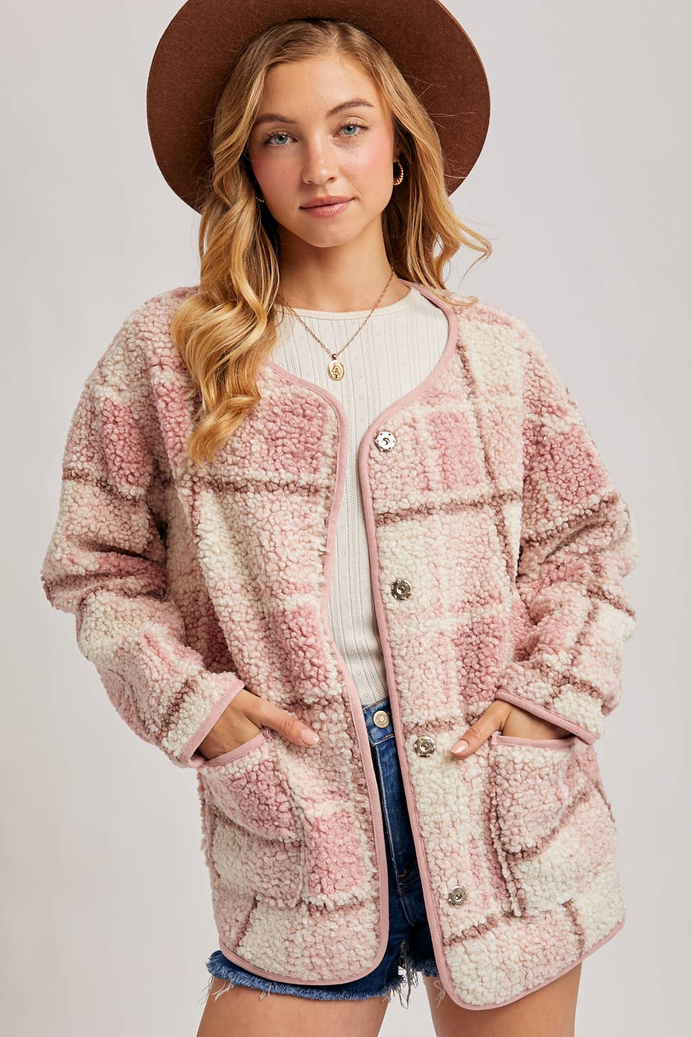 Bluivy – wholesale Jacket – Women's – SNAP BUTTON UP ROUND NECK JACKET0