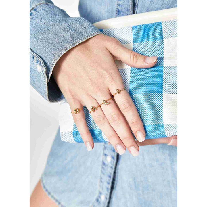 RING IN STAINLESS STEEL LETTER A GOLD - CON58 for wholesale by NALI'