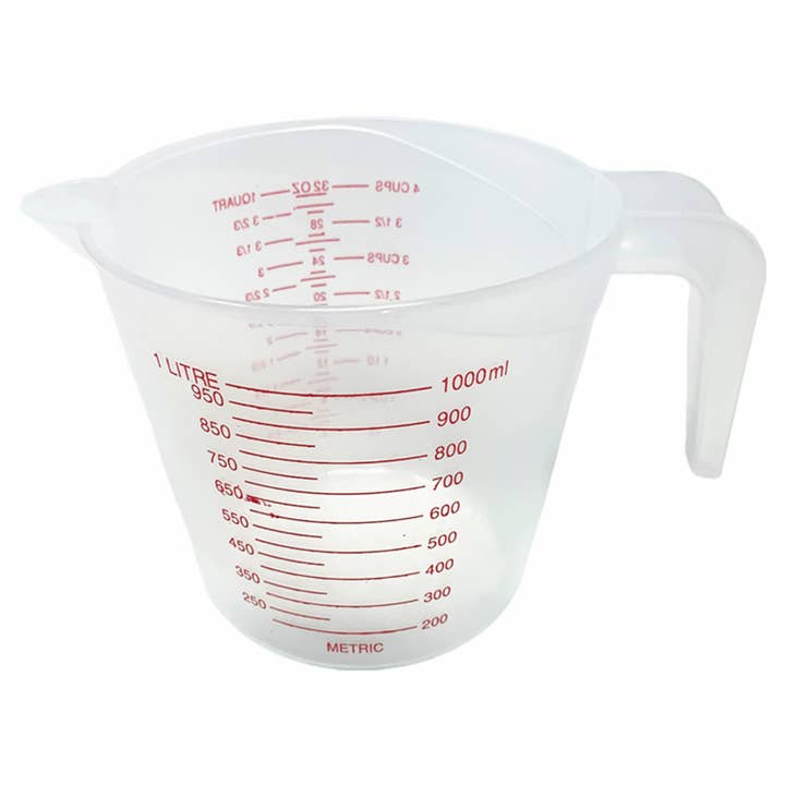 Tsyware - Wholesale Measuring Cup - 1 Liter (32oz) 1000ml Clear Plastic Measuring Cup 4-Cups