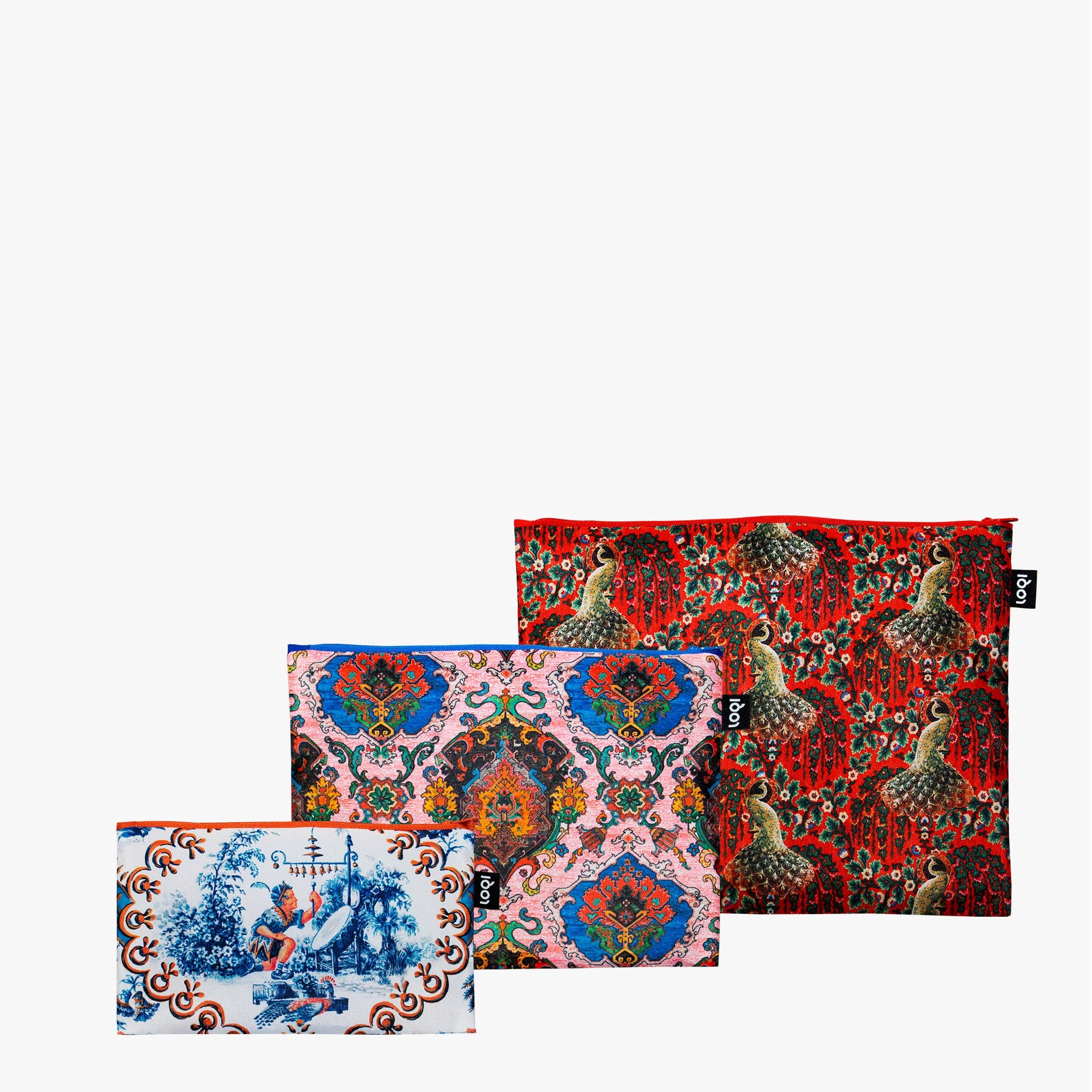 LOQI LLC - Wholesale Pouch - Women's - DECORATIVE ART Peacock, Toile de Jouy, Tapestry Recycled Zip Pockets2