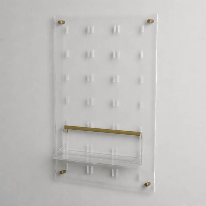 Acrylic Wall Peg Board and Shelf Bundle for wholesale by russell+hazel
