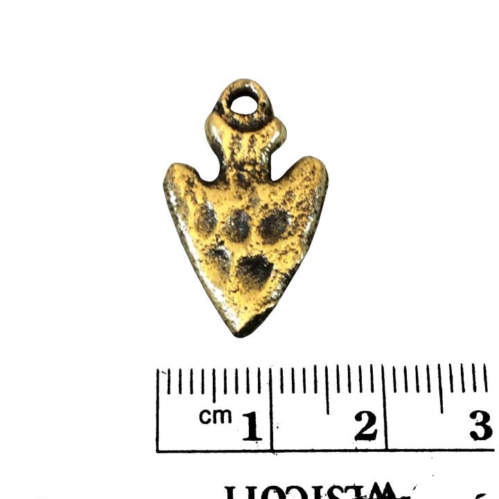 Only Beads - Wholesale Individual charm/pendant - Oxidized Gold Arrowhead Pendant–15x25m Brass Charm with Ring2