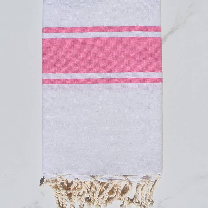 Fouta Tunisia – Großhandel Badetuch – Weiße Fouta mit farbigen Streifen3